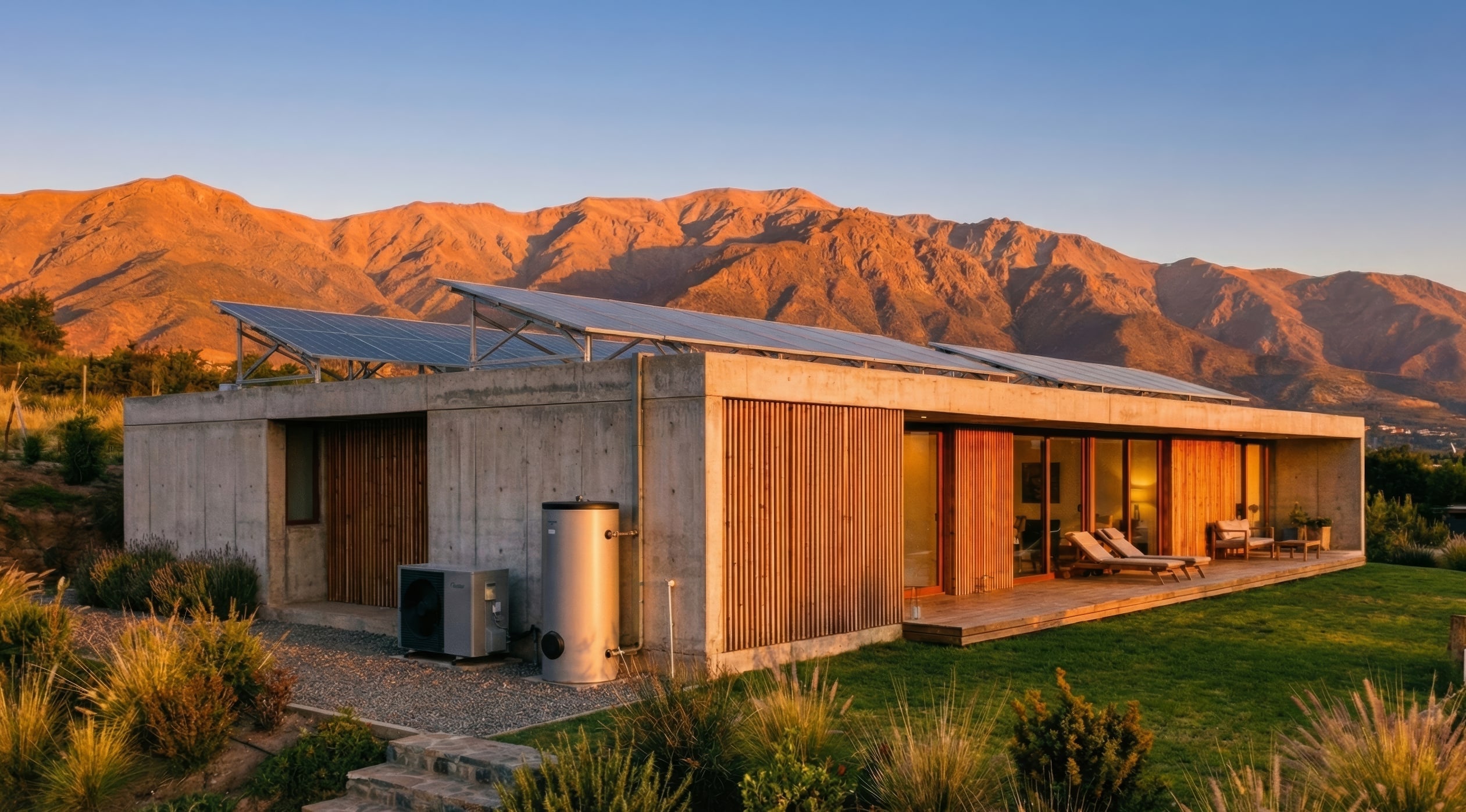 Modern home with solar panels